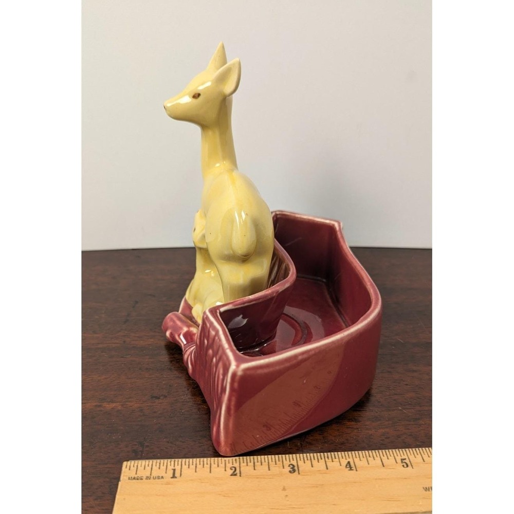 Shawnee USA Deer & Fawn Planter Vintage Mid Century Woodland Pottery Brown Vase - Picture 5 of 8